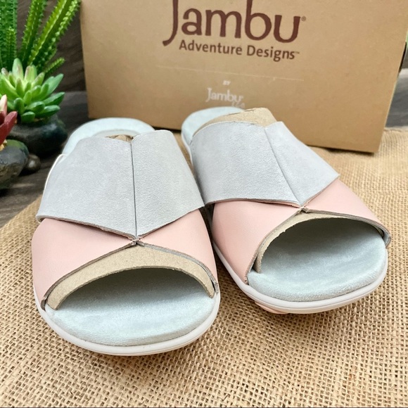 NIB Jambu Bloom Wide Strap Slide Leather Sandal - Picture 4 of 12